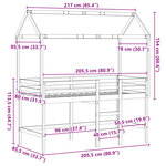 vidaXL Lit superposé et échelle et toit blanc 80x200cm bois pin massif