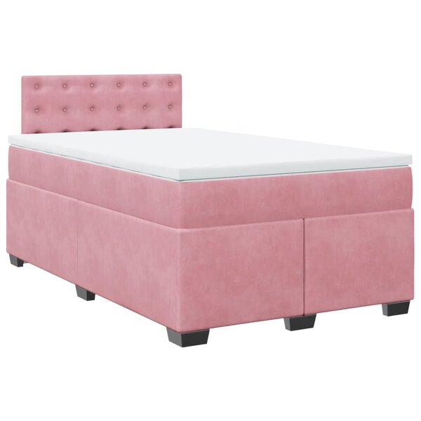 vidaXL Sommier à lattes de lit avec matelas rose 120x190 cm velours