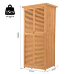 Armoire de jardin abri jardin remise pour outils sur pied dim. 87L x 47l x 160H cm 2 étagères portes persienne toit bitumé étanche bois massif pin pré-huilé