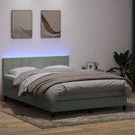 vidaXL Sommier à lattes de lit et matelas et LED gris clair 160x210cm velours
