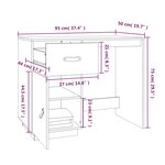 vidaXL Bureau Blanc 95x50x75 cm Bois massif de pin