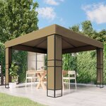 vidaXL Belvédère avec double toit 3x3x2 7 m Taupe 180 g/m²