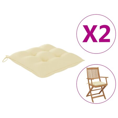 vidaXL Coussins de chaise 2 Pièces blanc crème 40x40x7 cm tissu oxford
