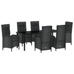 vidaXL Set de 7 pièces de salle à manger de jardin Noir Rotin synthétique
