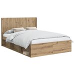 vidaXL Cadre de lit avec rangement et tête de lit Chêne artisanal
