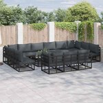 vidaXL Ensemble de canapé de jardin avec coussin 13 Pièces Noir Aluminium