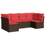vidaXL Salon de jardin 6 Pièces avec coussins marron résine tressée