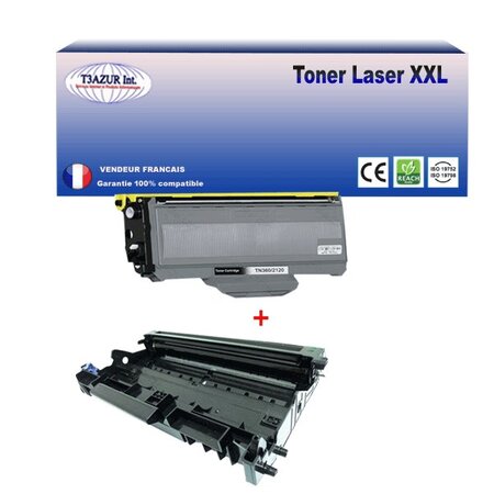 Kit Tambour+Toner compatibles avec RICOH LJ2200, LJ2250, LJ2250N, TN2120 - 2 600 pages - T3AZUR