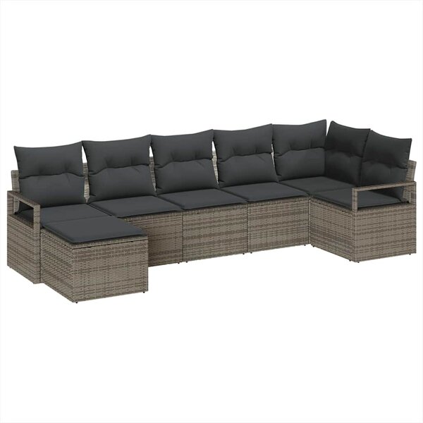 vidaXL Ensemble de canapé de jardin avec coussin 7 Pièces Gris