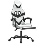 vidaXL Chaise de jeu pivotante et repose-pied Blanc et noir Similicuir