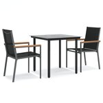 vidaXL Ensemble à manger de jardin 3 Pièces noir textilène et acier