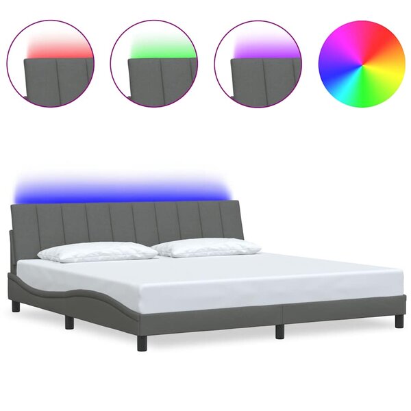 vidaXL Cadre de lit sans matelas Hanko gris foncé 200x200 cm tissu