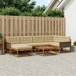 vidaXL Ensemble de canapés d'extérieur 7 Pièces Naturel et Beige