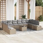 vidaXL Ensemble de Canapé de Jardin 11 Pièces avec Coussins en Rattan Poly Noir