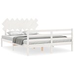 vidaXL Cadre de lit avec tête de lit blanc 140x190 cm bois massif