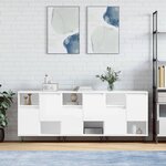 vidaXL Buffets 3 Pièces blanc brillant bois d'ingénierie
