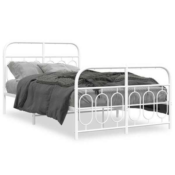 vidaXL Cadre de lit métal sans matelas et pied de lit blanc 120x200 cm