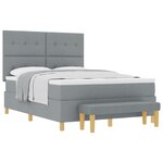 Lit à ressort avec matelas et banc vidaXL Gris clair 140x200 cm Tissu