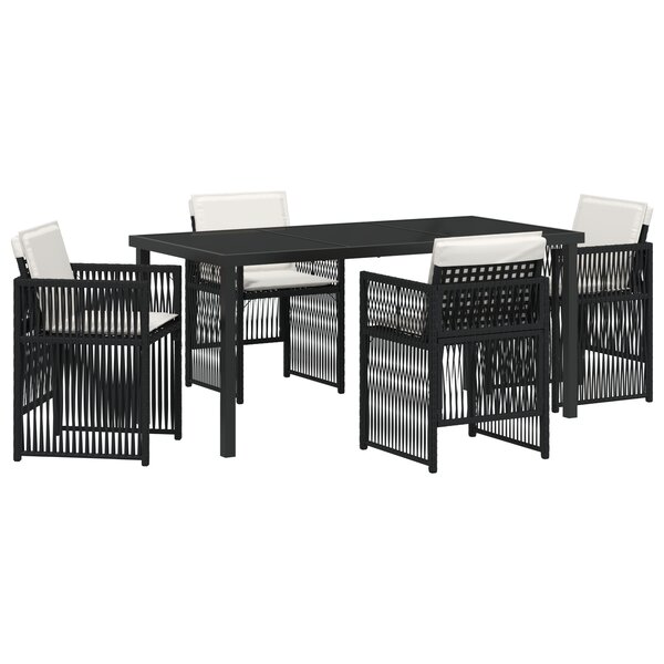 vidaXL Ensemble de salle à manger de jardin 5 pièces avec coussins en poly rotin noir