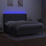 vidaXL Sommier à lattes de lit matelas LED Gris foncé 160x200 cm Tissu