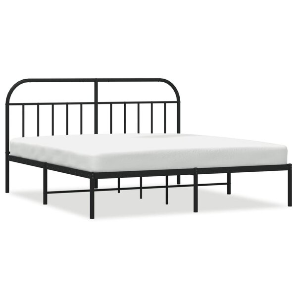 vidaXL Cadre de lit métal avec tête de lit noir 183x213 cm