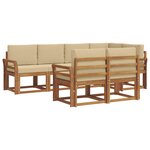 vidaXL Ensemble de canapés d'extérieur 7 Pièces Naturel et Beige