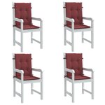 vidaXL Coussins de chaise dossier bas lot de 4 rouge bordeaux mélangé