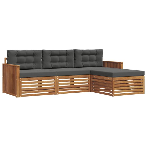 vidaXL Ensemble de canapés d'extérieur 4 pc Naturel et Anthracite