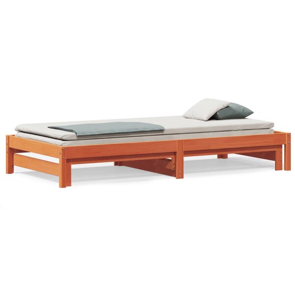 vidaXL Lit de jour et lit gigogne sans matelas cire marron 90x200 cm