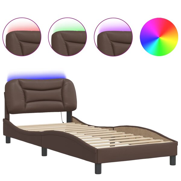 vidaXL Cadre de lit avec LED sans matelas Hvar marron 90x190 cm