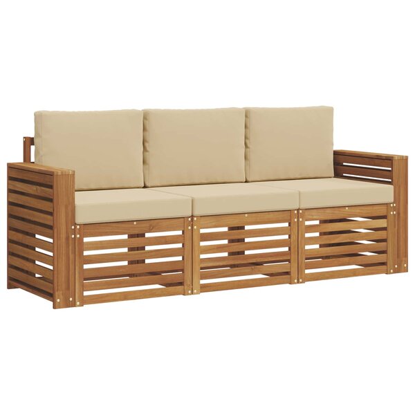 vidaXL Ensembles de canapés 3 pc Naturel et Beige Bois d'Acacia Massif