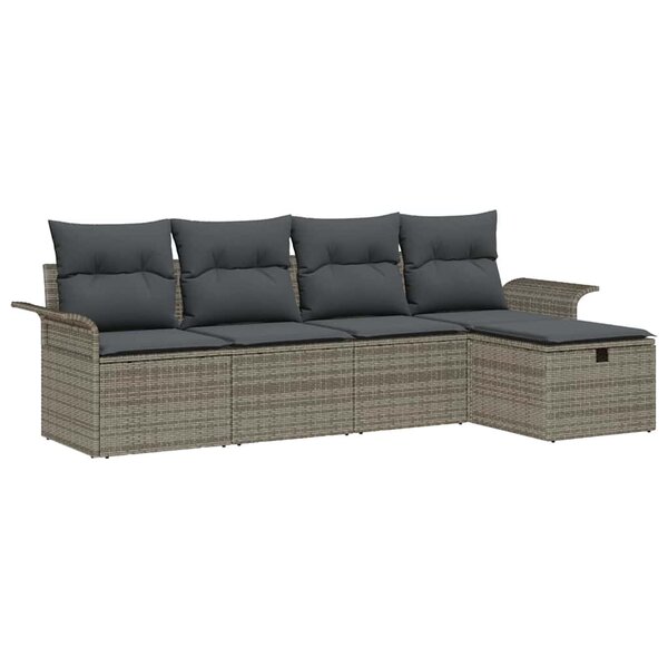 vidaXL Ensemble de canapé de jardin 5 Pièces Gris 251 x 117 x 85 cm