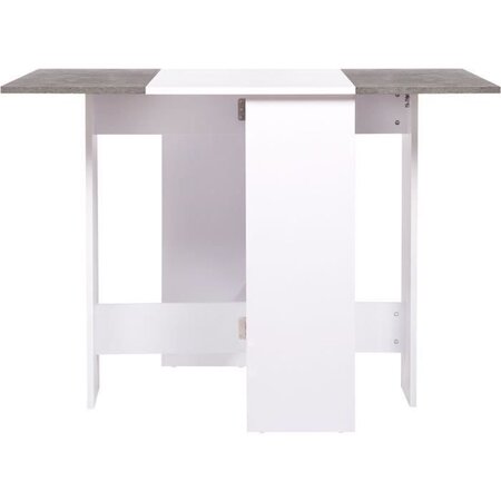 Table a manger pliable VARDA - En panneaux de particules avec décor papier - Blanc et imitation ciment