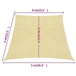 vidaXL Voile d'ombrage 160 g/m² Beige 4/5x4 m PEHD