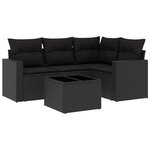 vidaXL Salon de jardin 5 Pièces avec coussins noir résine tressée