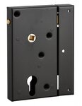THIRARD - Boitier de serrure en applique double entrée à fouillot pour portail bois  réversible  axe 45mm  80x150mm  noir - THIRARD