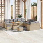 vidaXL Ensemble de canapé de jardin 13 Pièces Beige Poly rotin