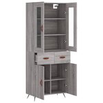 vidaXL Buffet haut Sonoma gris 69 5x34x180 cm Bois d'ingénierie