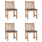 vidaXL Chaises de jardin lot de 4 avec coussins Bois de teck massif