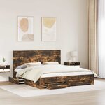 vidaXL Cadre de lit Chêne fumé 200 x 200 cm Bois d'ingénierie