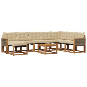 vidaXL Ensemble de canapés d'extérieur 9 Pièces Naturel et Beige