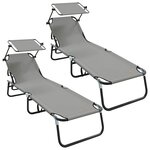 vidaXL Chaise longue pliante 2 pc oxford Gris