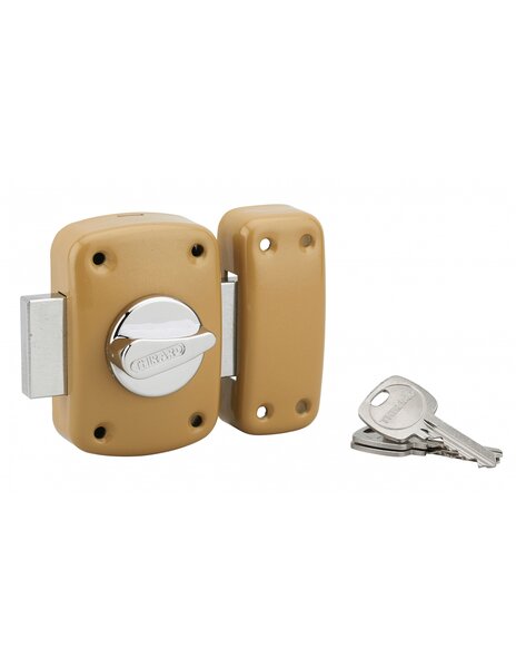 THIRARD - Verrou à bouton Corvette pour porte d'entrée  cylindre 35mm  acier  3 clés  époxy bronze