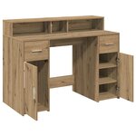 vidaXL Bureau avec lumières LED chêne artisanal bois d'ingénierie