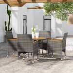 vidaXL Ensemble à manger de jardin 5 Pièces Résine tressée Gris