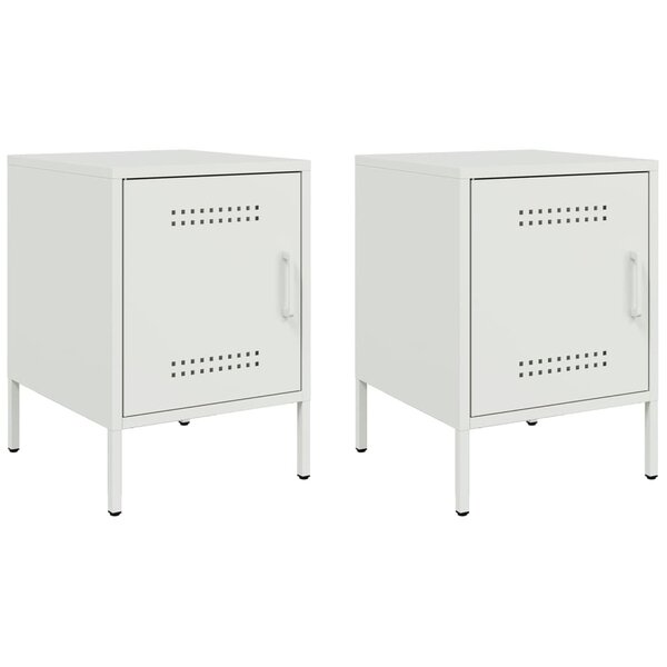 vidaXL Tables de chevet 2 Pièces blanc 36x39x50 5 cm acier