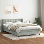vidaXL Sommier à lattes de lit et matelas gris clair 160x210cm velours