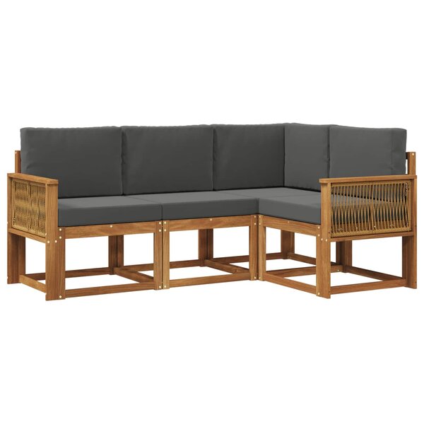 vidaXL Ensemble de canapés d'extérieur 4 pc Naturel et Anthracite