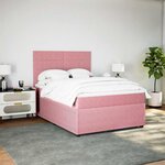 vidaXL Sommier à lattes de lit avec matelas Rose 160x200 cm Velours