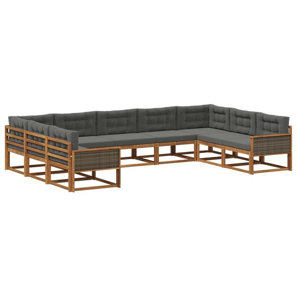 vidaXL Ensemble de canapés d'extérieur 9 Pièces Naturel et Anthracite
